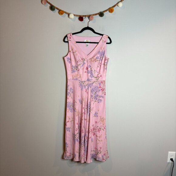 Vtg Talbots lilac floral silk midi dress - Picture 1 of 4